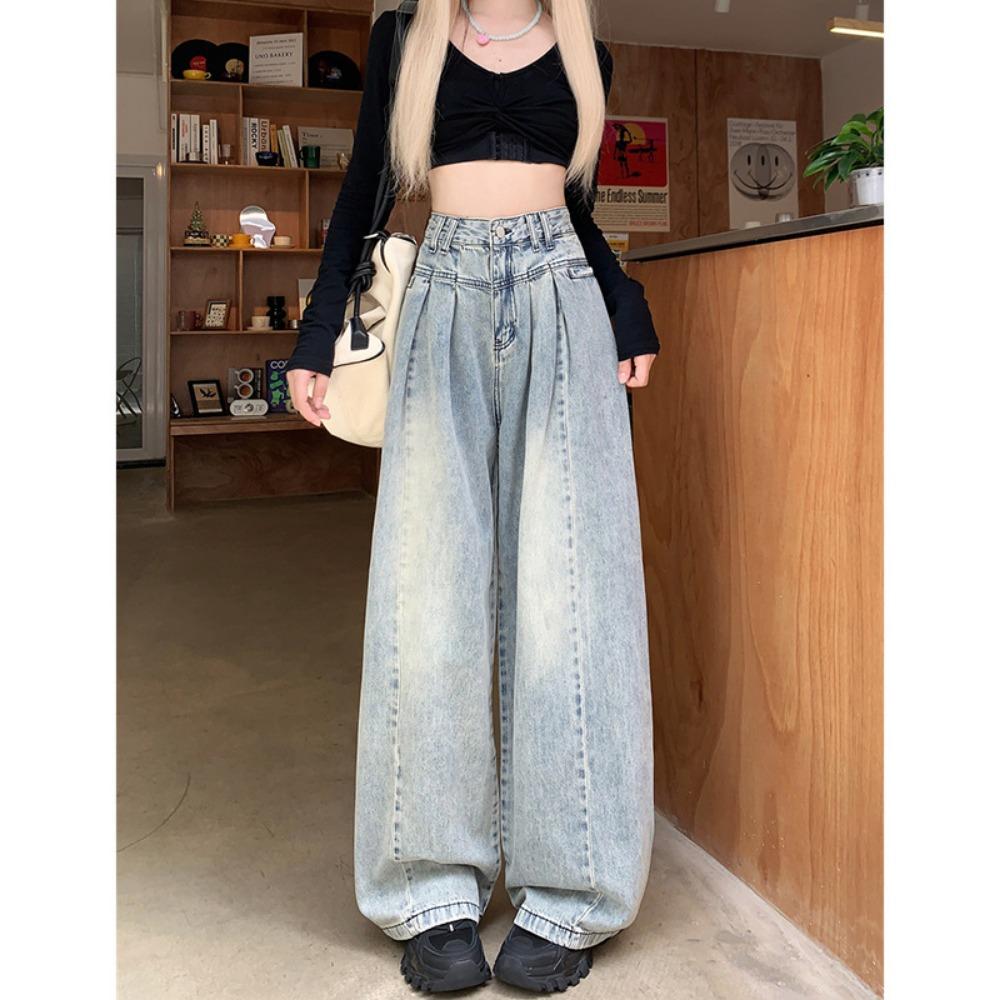 Niche Commuter Drape High-waisted Jeans Spring and Autumn New Design Loose Mopping Wide-leg Jeans