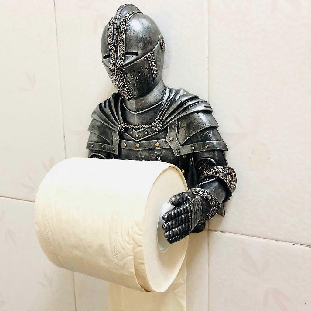 Wall Toilet Paper Holders Medieval Statue Knight Toilet Paper Dispenser Vintage Roll Paper Stand for Bathroom Toilet
