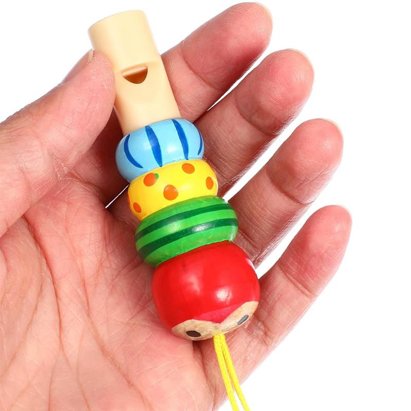 6Pcs Animal Wooden Whistles Animation Music Instruments Party Favors Developmental Educational Toys For Baby Kids Kindergarteners