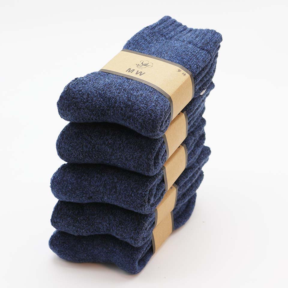5 Pair Winter Men's Merino Wool Socks Super Thick Warm High Quality Harajuku Retro Snow Casual Antifreeze Cashmere Socks Men