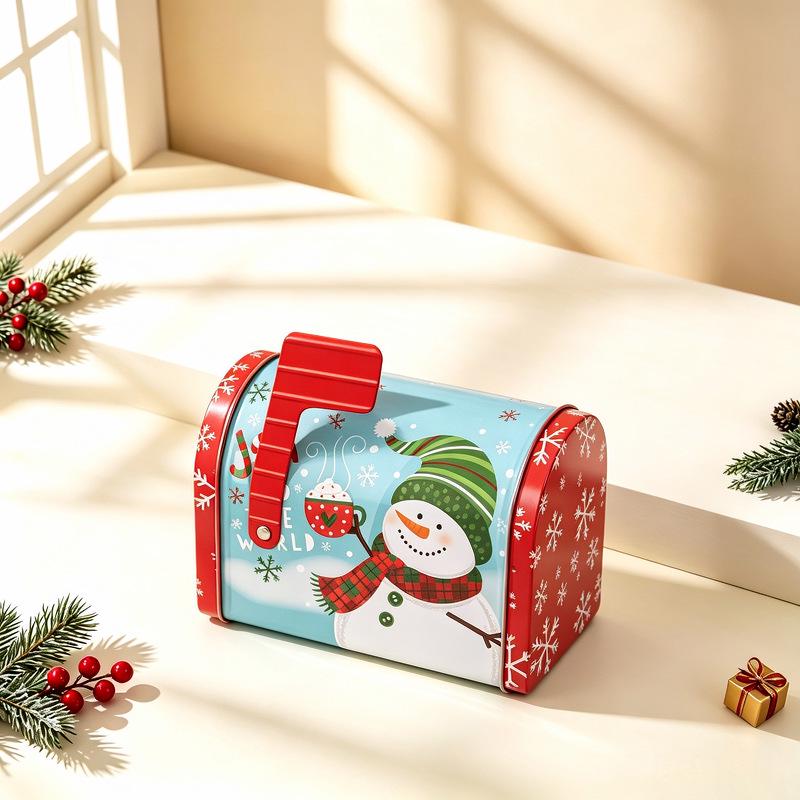 Christmas Mailbox Tin Gift Box - Ornament and Candy Holder