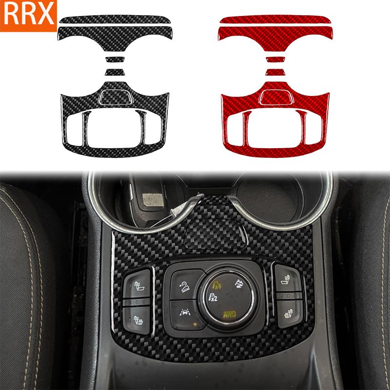 For GMC Terrain 2018- Real Carbon Fiber Stickers Centre console cup holder panel Cover Car Accessories Interior decorative