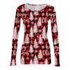 Women's Casual Christmas Print Long Sleeve Ribbed Neck Top