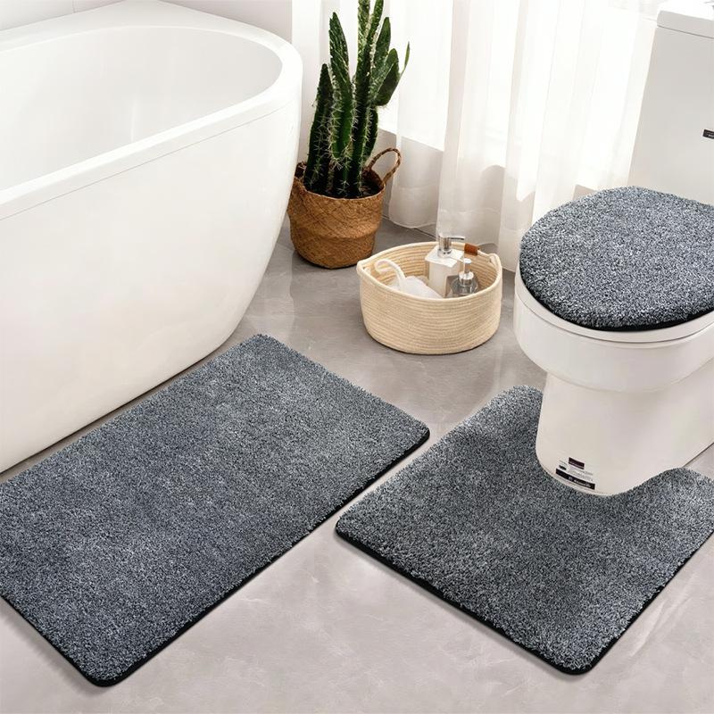 Thick Furry Carpet Water Absorbing Foot Mat, Bathroom Anti Slip Set, Entrance Door Floor Mat Warm Toilet Cushion