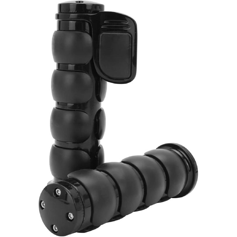 Black 1" Motorcycle Handlebar Hand Grips w/Throttle Compatible with Sportster 883 Street Bike Dirt Bike Cruiser and Chopper (Black Flat Angle)