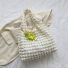 Solid Color Plaid Crossbody Bag Korean Style Pleated Tote Bag Cute Cloud Bubble Shoulder Bag  Girls
