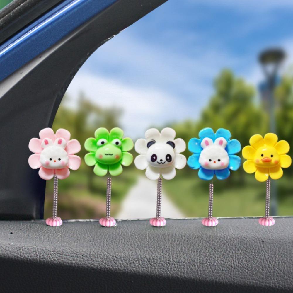 Frog/Chicken/Rabbit Dashboard Decoration Cute Cartoon Shaking Flower Ornament