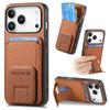 For iPhone 17 Pro Case Card Holder Carbon Fiber Texture Leather Coated TPU Phone Cover