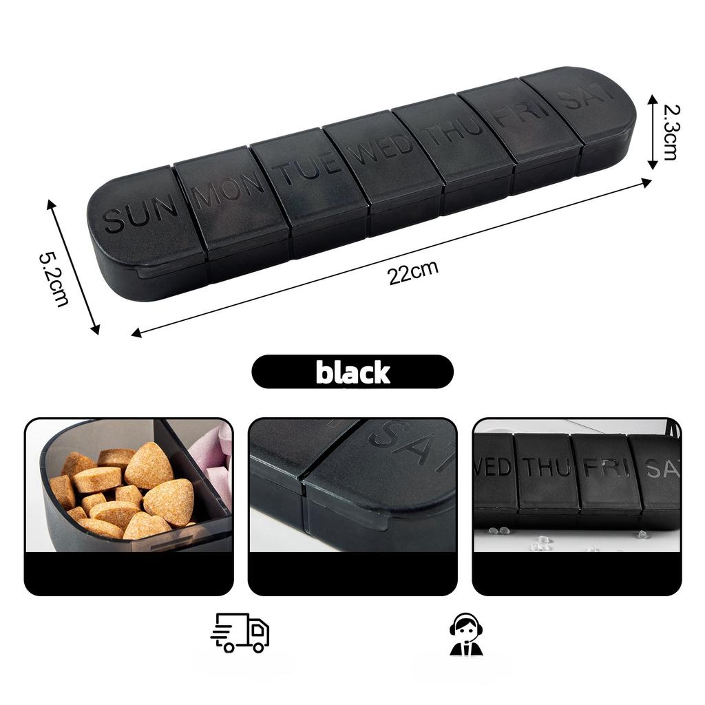Weekly Pill Case Drug Dispense Small Reusable Plastic Containers 7 Day Daily Vitamin Containers to Hold Medicine Supplements