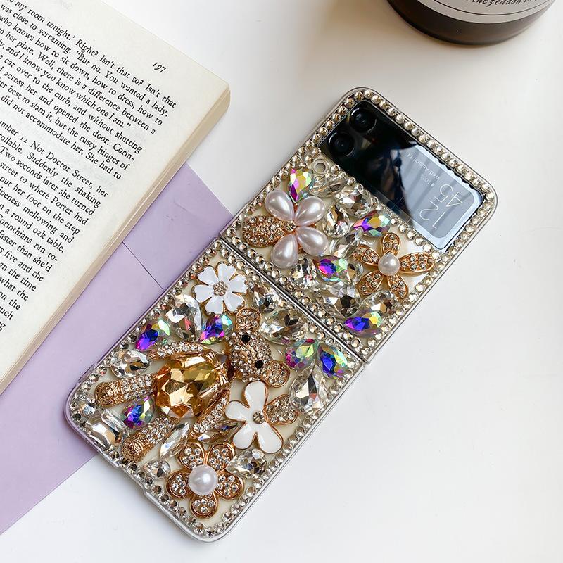 Luxury Glitter Rhinestone Phone Case for Samsung Galaxy Z Flip 3 Zflip4 Z Flip 5 Case Diamond Back Cover for Samsung Z Fold 3 Zfold4 Z Fold 5