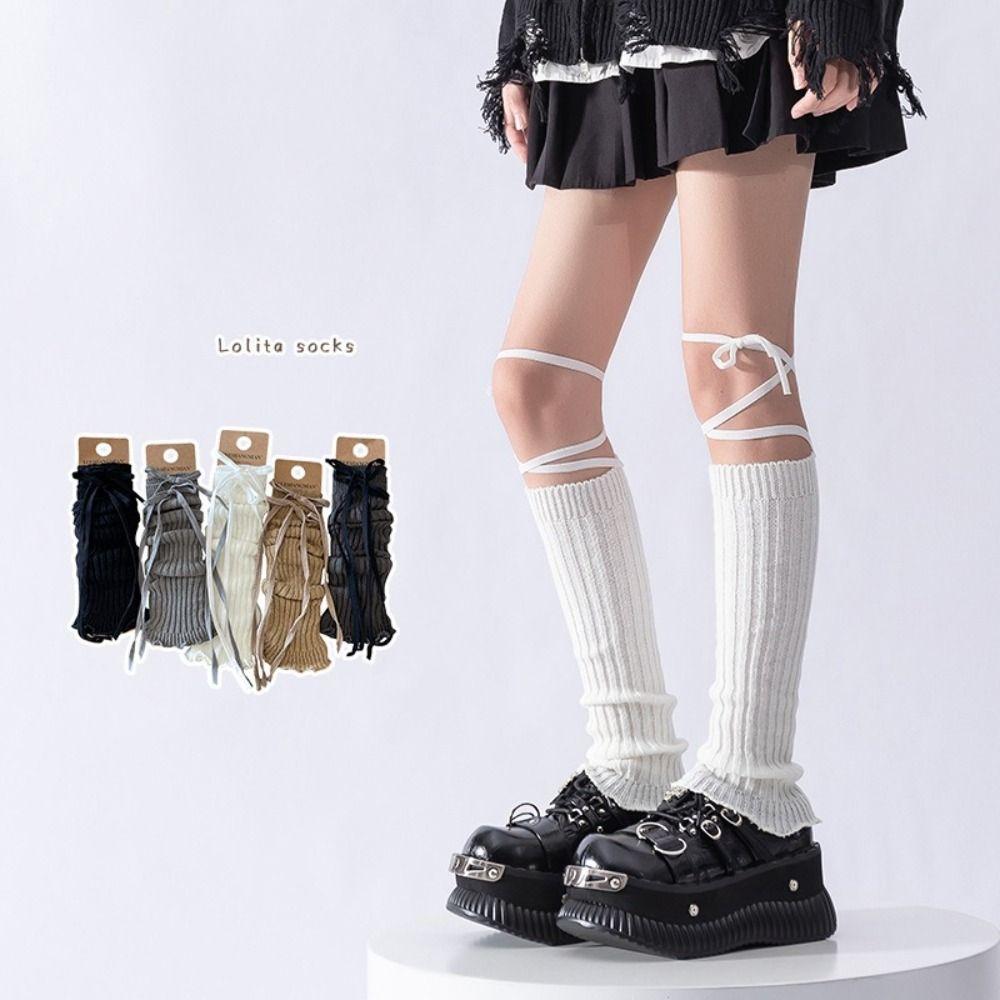 

Y2K Girls Warm Foot Cover Knitted Leg Cover Fashion Foot Cover Girls Lady чорний