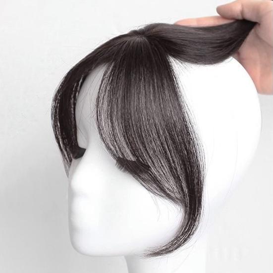 Women Clip-in Bangs Natural Wispy 3D French Bangs Forehead Hair Extensions Black Brown Side Bangs Fringe Wig Hairpieces