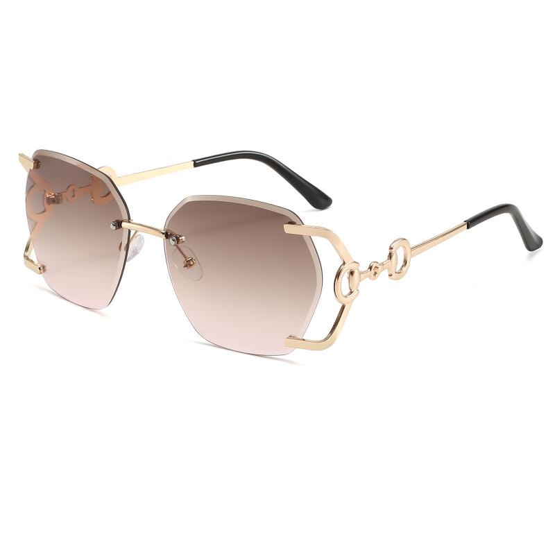 Man Women Rimless Sunglasses Luxury Metal Chain Hollow Frame Gradient Glasses Female Fashion Outdoor Shades Eyewear