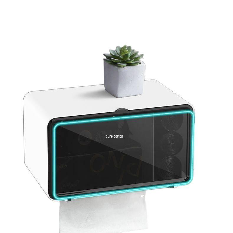 Punch-Free Wall-Mounted Bathroom Tissue Holder & Magnetic Storage Box