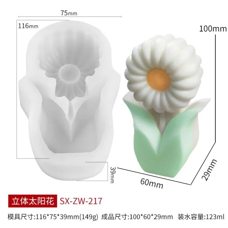 Different Shapes 3D Flower Silicone Candle Mold DIY Sunflower Candle Making Kit Handmade Soap Plaster Cake Baking Supplies
