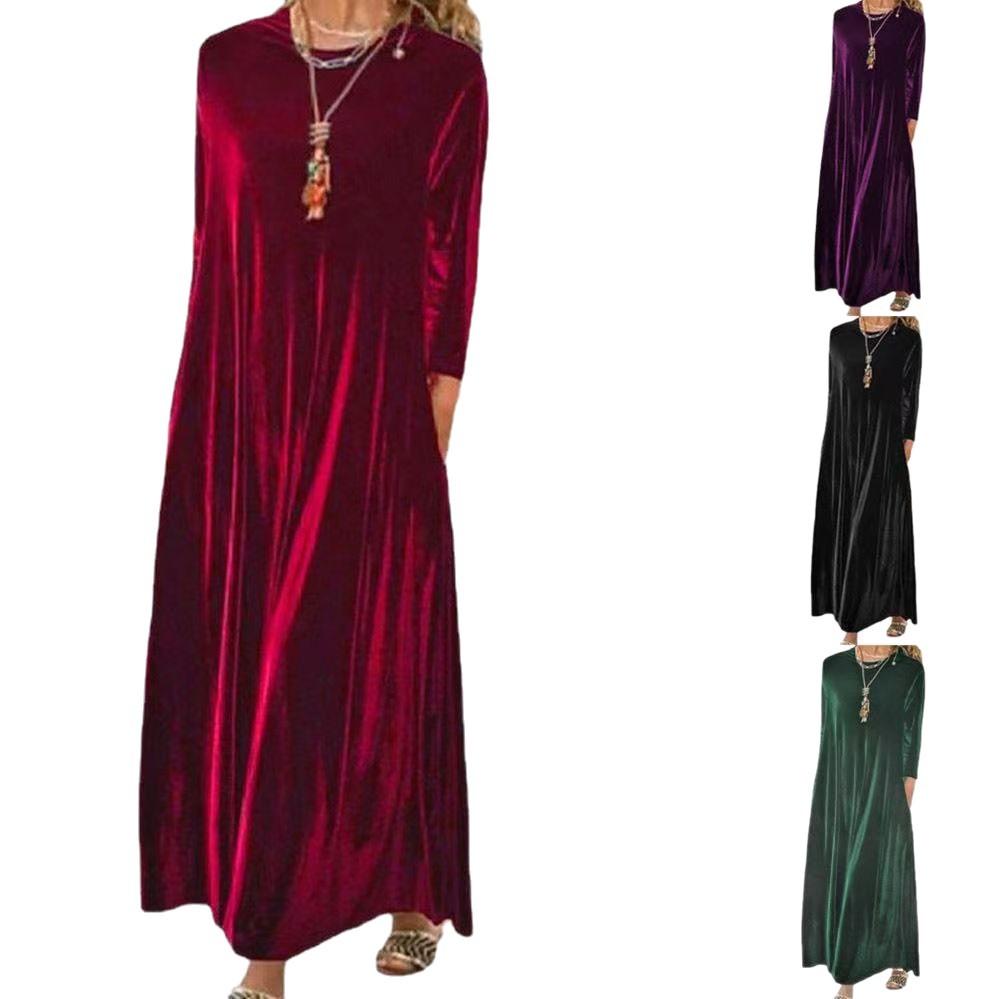 Robe Velours Doré Style Étranger Noble Manches Longues Printemps et Automne Nouvelle Robe Mi-longue Ajustée Col Superposé Tempérament