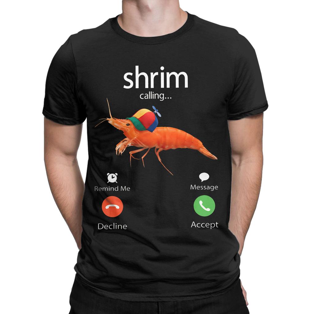 Men Shrim Is Calling Misspelled Shrimp Incoming Call Meme T Shirts  100 Cotton Top Tees Beach O Neck Tee Shirt Big Size 5XL 6XL