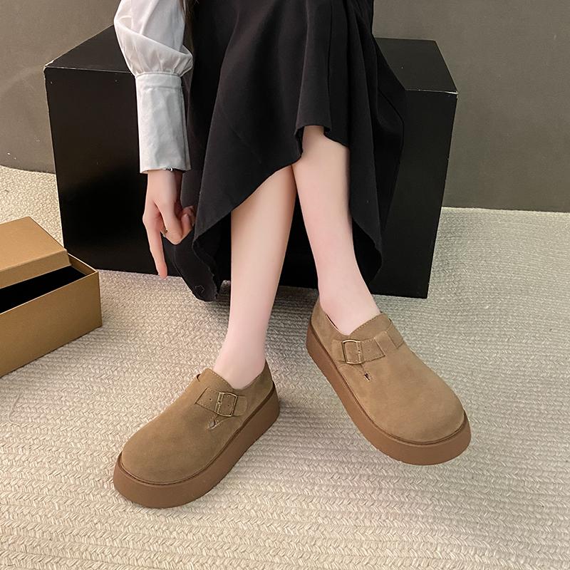 Fashion 2025 New Thick-soled Height-increasing Shoes New Retro and Laid-back Style Anti-slip Single Shoes Soft-soled Women Shoes