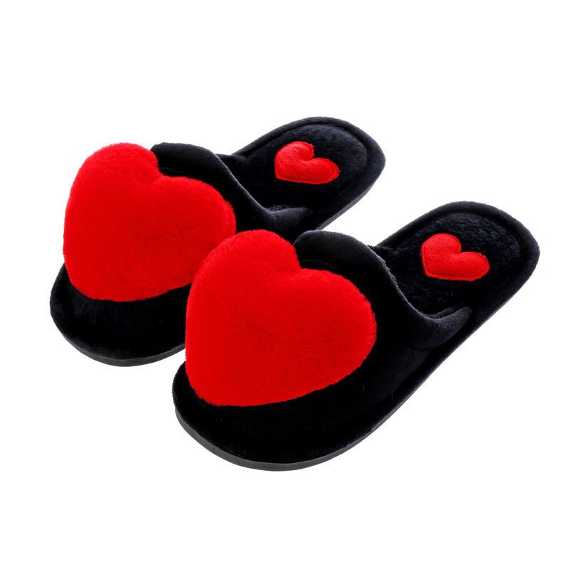 Women's Warm Non-Slip Cartoon Peach Heart Slippers for Autumn & Winter