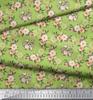 Soimoi Blue Poly Crepe Fabric Begonia & Peony Floral Print Fabric by the Yard 42 Inch