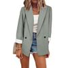 2025 Autumn Winter Women's Solid Color Blazer, Notched Lapel Long Sleeve Office Chic Jacket, Business Casual Trench Coat for Workwear