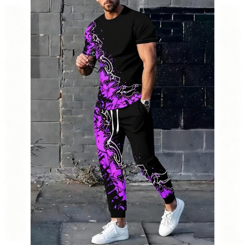 [Gedrucktes Design – Nicht strukturiert] 3D-gedrucktes modisches blau-schwarzes Gradienten-Herren-Freizeit-Sportswear-Set