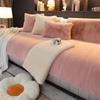 Winter Sofa Cover Rabbit Fur Soft Sensation Padded Plush Sofa Cushion Non-Slip Furniture Protector Suitable for 1-4 People