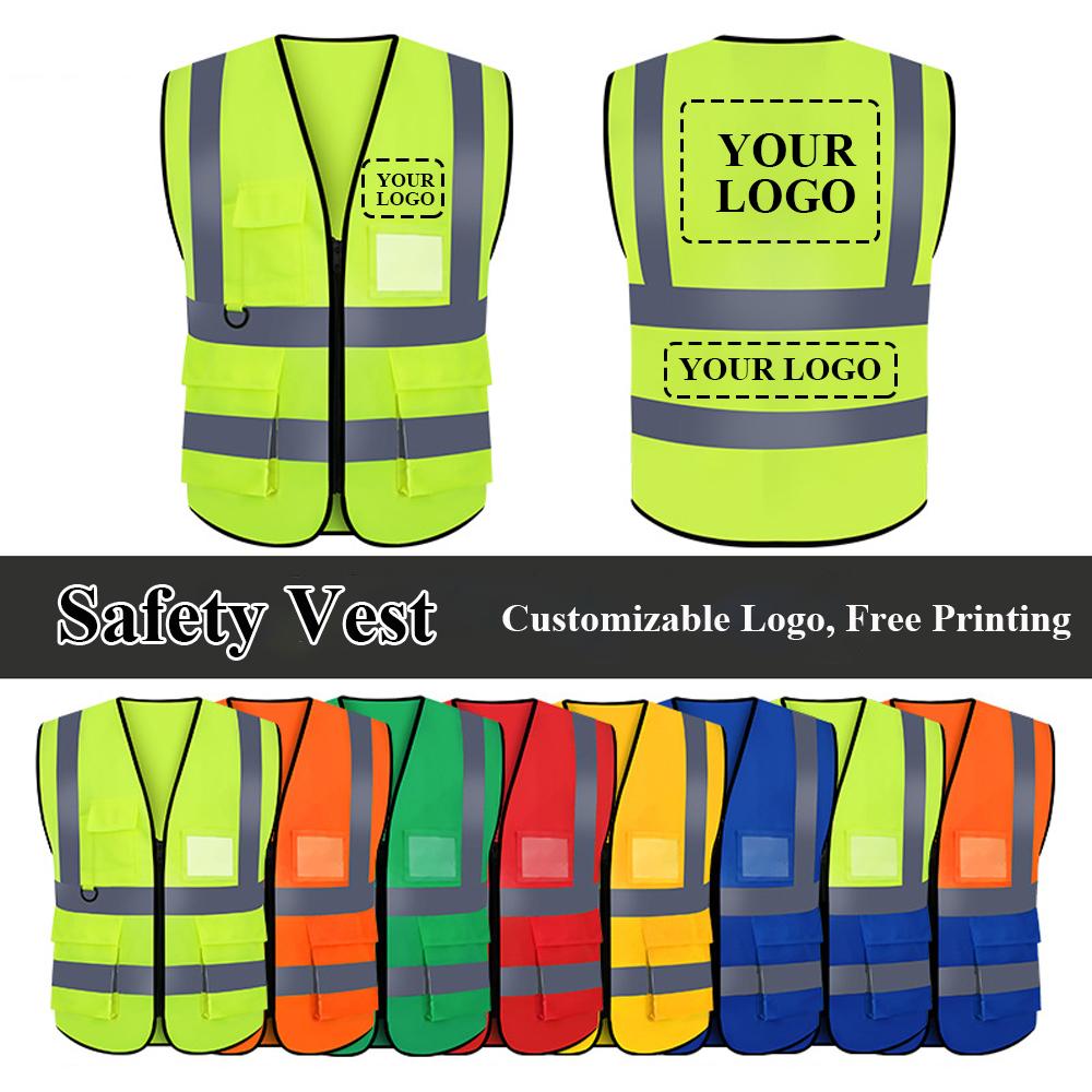 Custom Your Logo Workwear Vest Multi Pockets Construction Building Vests With Zipper Front Working Clothes For Women Men