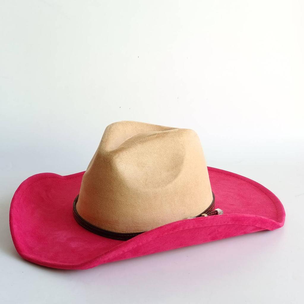 Western Cowboy Style Suede Patchwork Wide-brimmed Hat Parties Riding and Mexican-style Panama Hats Chapéu