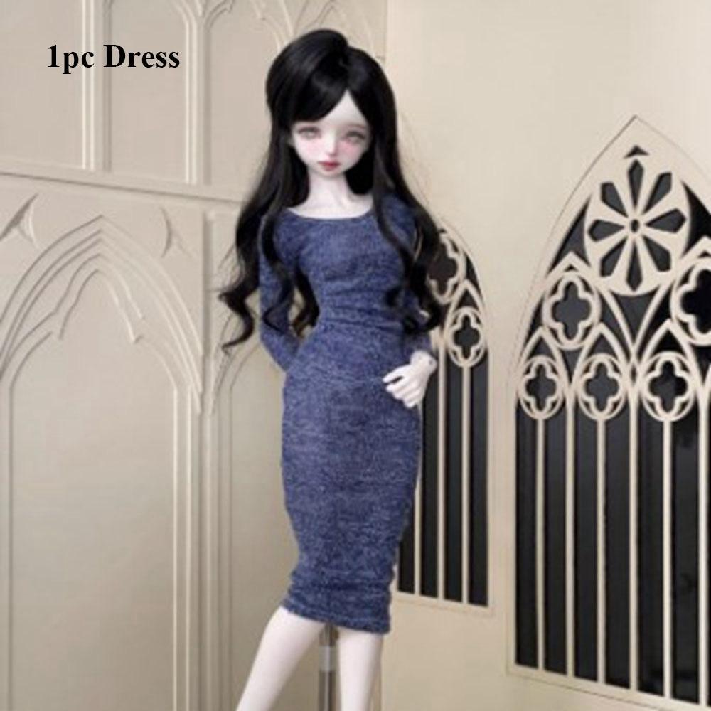 

Повсякденний одяг для ляльки В язаний светр Мила міні спідниця з ПУ шкіри Топи з круглим вирізом для ляльок BJD 1/4 45 см Blue Dress