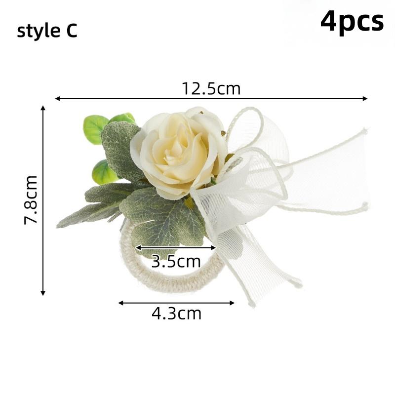 Flower Napkin Rings Rustic Napkin Rings Table Decor Western Napkin Ring Holder Rose Serviette Buckles for Wedding Party Banquet