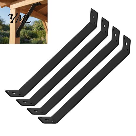 Rust Resistant Steel Fitting 4PCS 45 Degree Angle Support Bracket for Pergola, Heavy Duty Mild Timber Structure Hardware Frame, Reinforcement Fastener