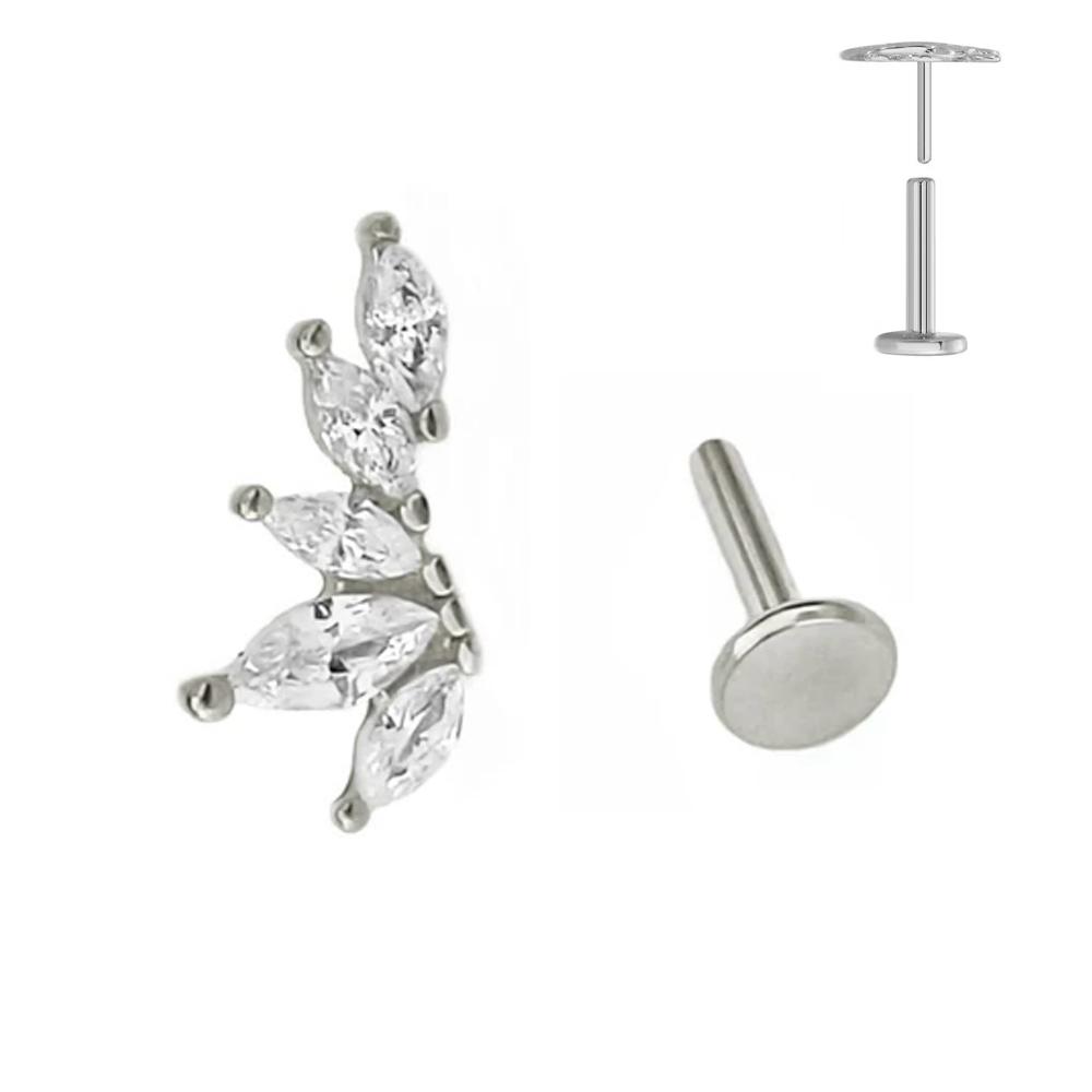 ASTM F136 G23 Titanium Leaf Branch Push In Threadless Labret Piercing 16/18/20G Earring Stud Cartilage Body Jewelry