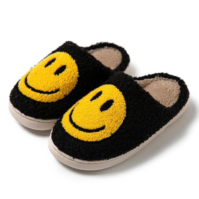 Pantofole Pelose con Faccina Sorridente Versione Coreana Transfrontaliera Autunno e Inverno Casa Interno Pantofole di Cotone Calde Fondo Spesso Casa Pantofole di Peluche
