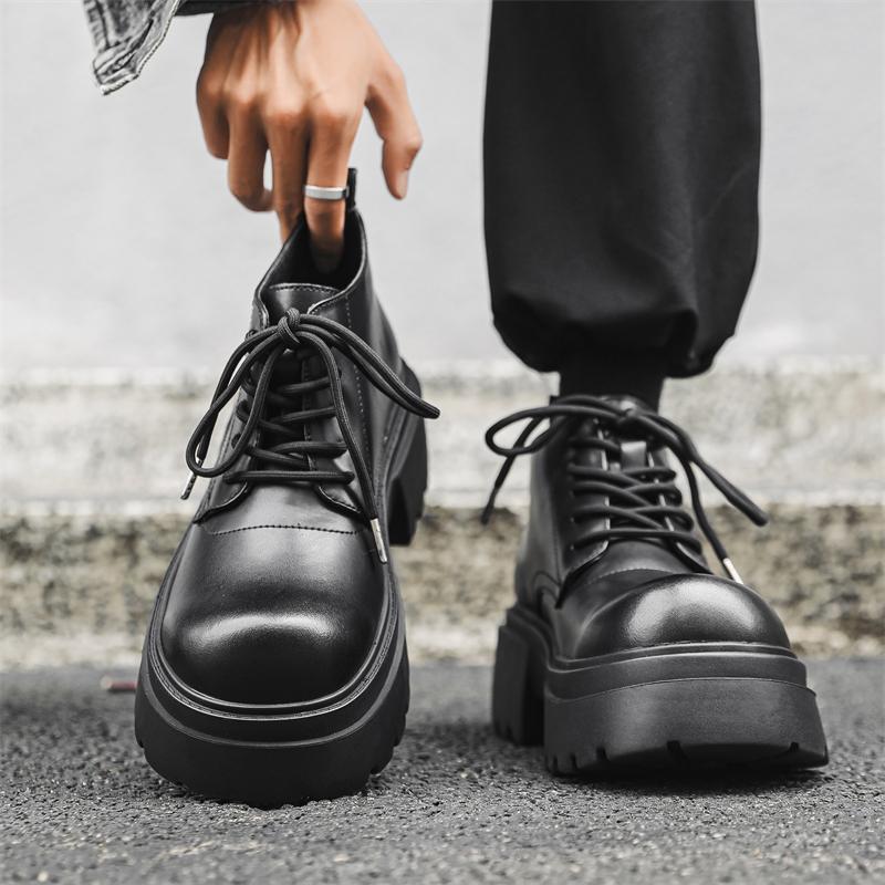 Platform Fashion Leather Men Chelsea Boot Brand DesignerItaly Dating Boots Classic Retro Casual Pointed Business Ankle Boots