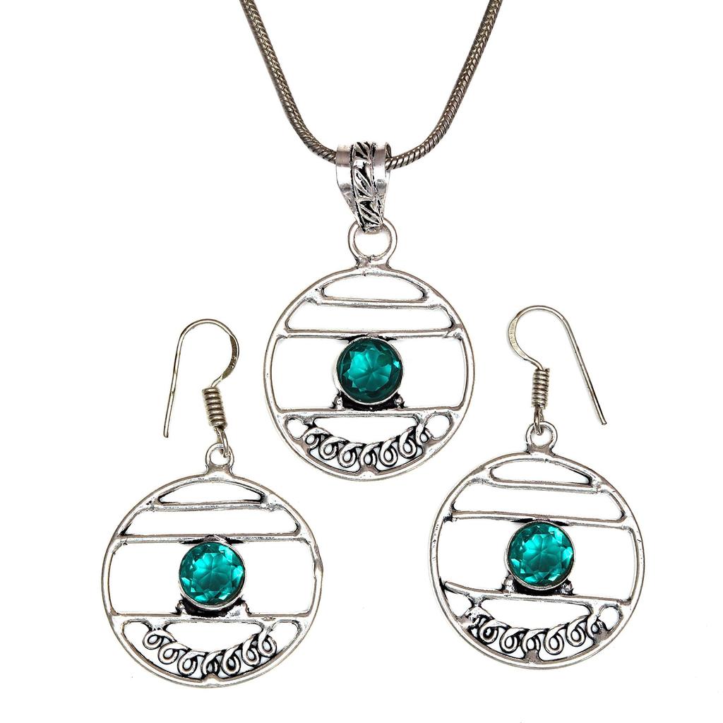 Diopside Set Chrome Gemstone Jewelry 18-20'' Necklace Pendant Ethnic