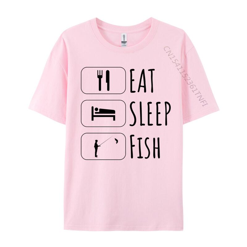 Eat Sleep Fish Repeat Tshirt Hip Hop Fashionable Tops Shirts Adult TShirt Red And Black Graphic T Shirt