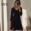 Versatile Women Dress Cowl Neck Knit for Women, Long Sleeve Ribbed Stylish Casual Mini Sweater Dress, Fall Spring Outfits Mid-length Loose