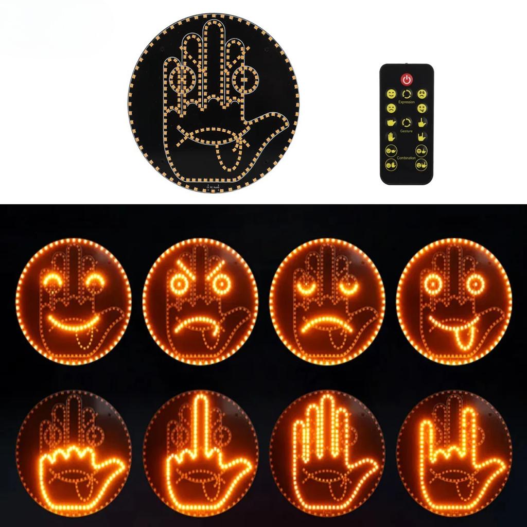 Car LED Funny Facial Expression Light With Remote Control Rear Window Multi-function Warning Reminder Lamp Exterior Accessories