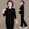 Loose Casual Wear Three-piece Golden Velvet Sports Suit Spring and Autumn Ladies Are Thin and Plus Size