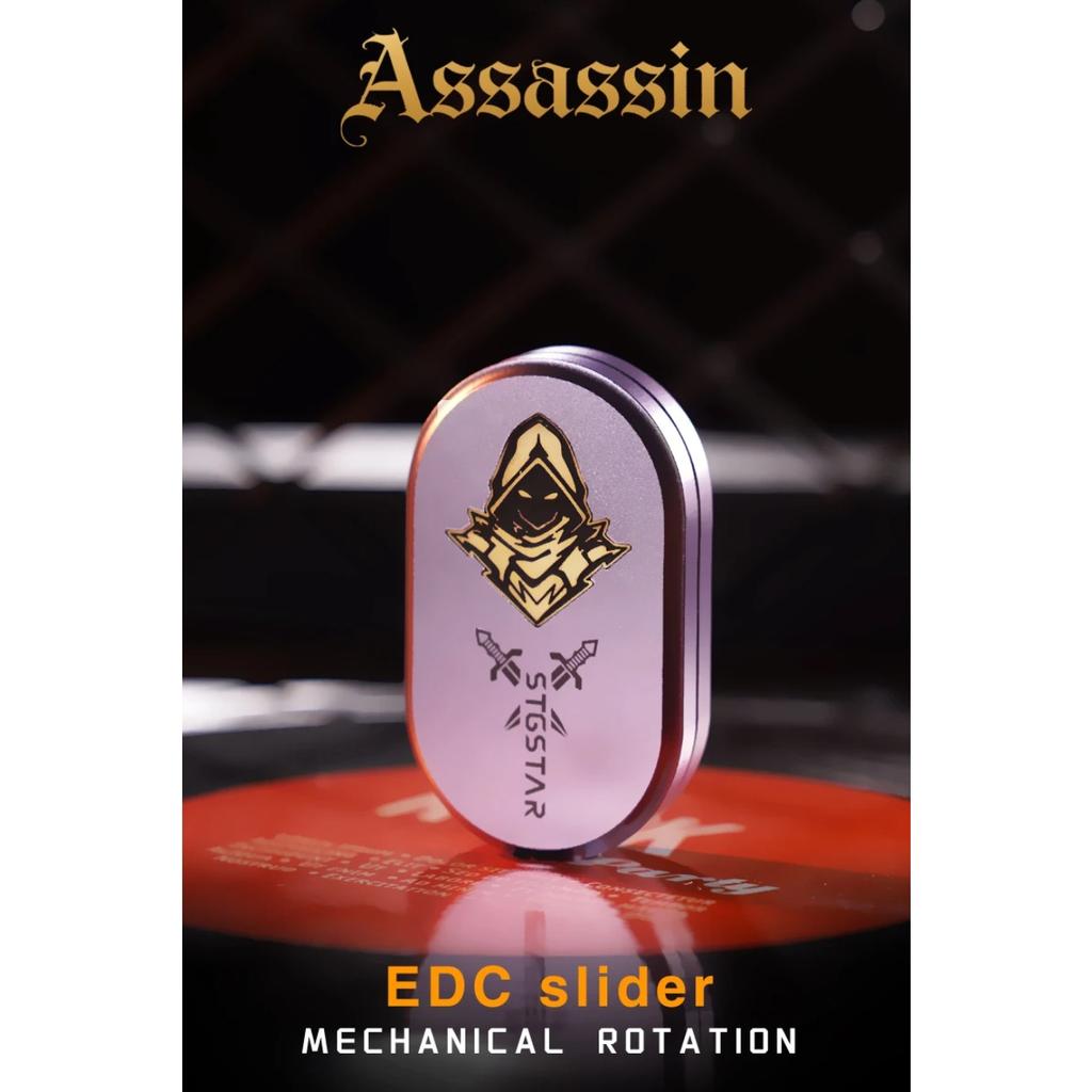 Assassin EDC Fidget Slider Magnetic Stress Relief Toy Adults with Smooth Rotation Silent Push Mechanism, Medieval Brass Design
