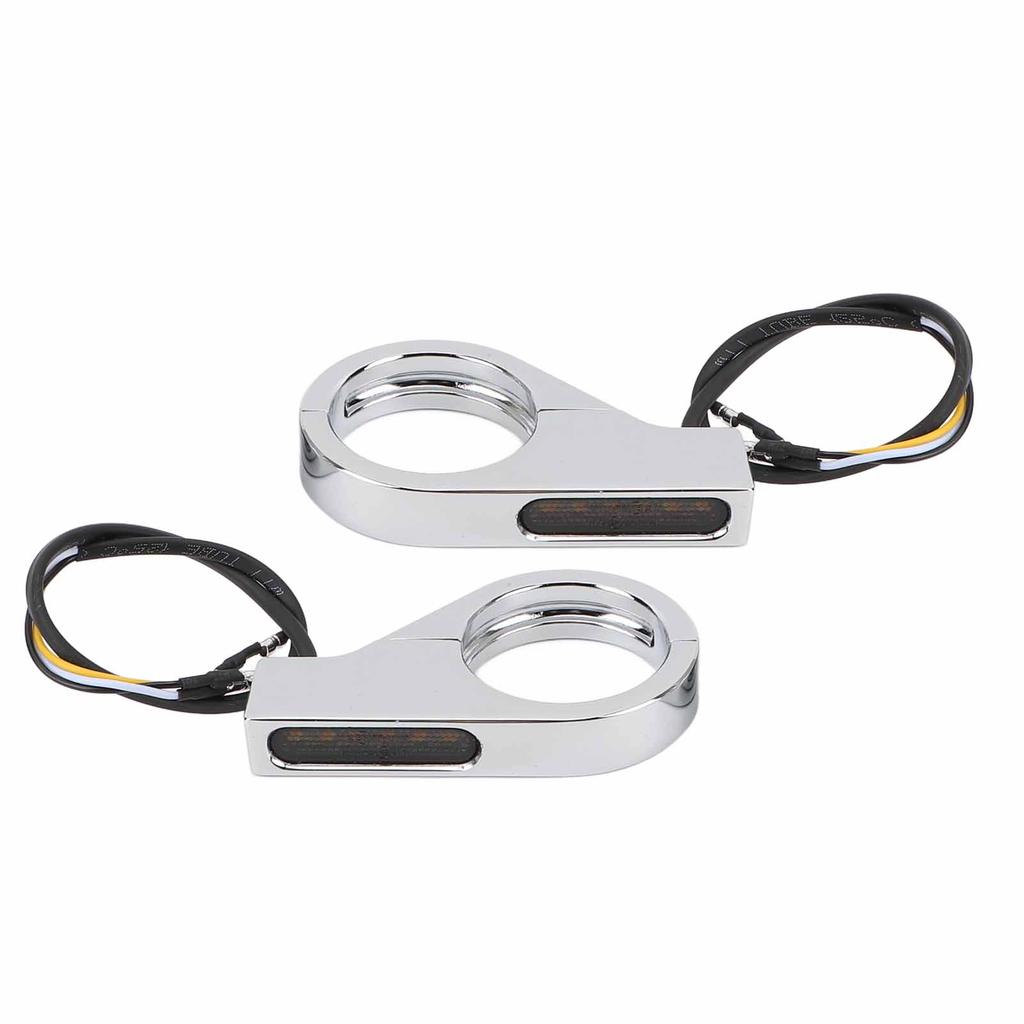 Front Fork LED Turn Signals Amber Indicators White Daytime Running Lights 39 to 41MM Fork for ATV
