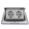 Aluminum Silver Panel EU Standard 2 Way Floor Socket Electrical Outlet Modular Combination Customized Available Sockets
