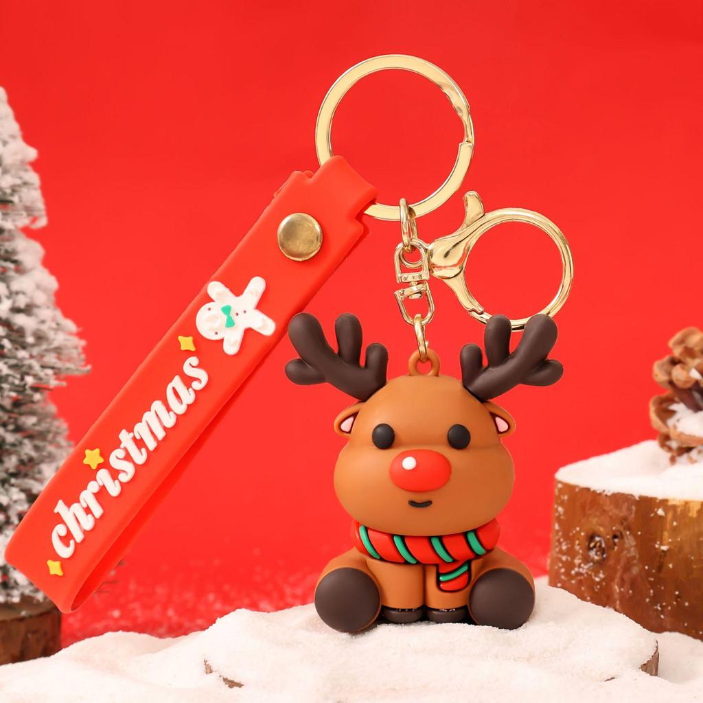 Niedlicher Cartoon Weihnachts Schneemann Gummi Schlüsselanhänger - Weicher Anhänger für Schlüssel oder Taschen