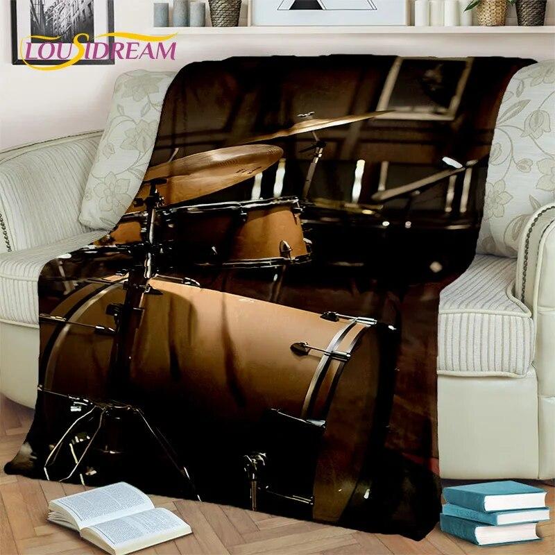 Drum Kit Music Instruments Drum Set Blanket,Soft Throw Blanket for Home Bedroom Bed Sofa Picnic Travel Office Cover Blanket Kid