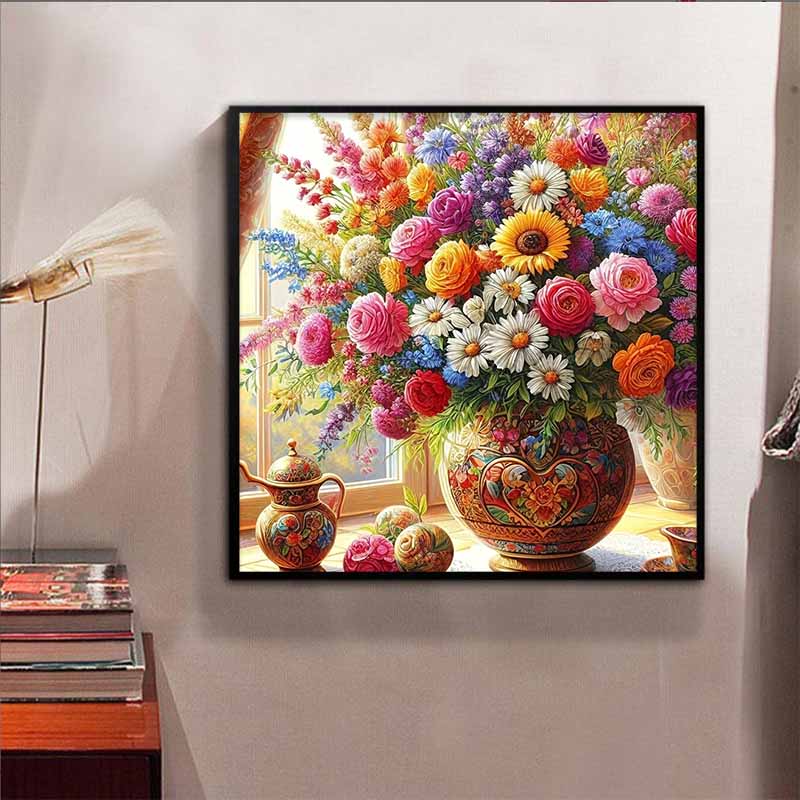 New Arrival 5D DIY Full Circle Diamond Painting "Vase Flowers" Embroidery Cross Stitch Home Decor Gift