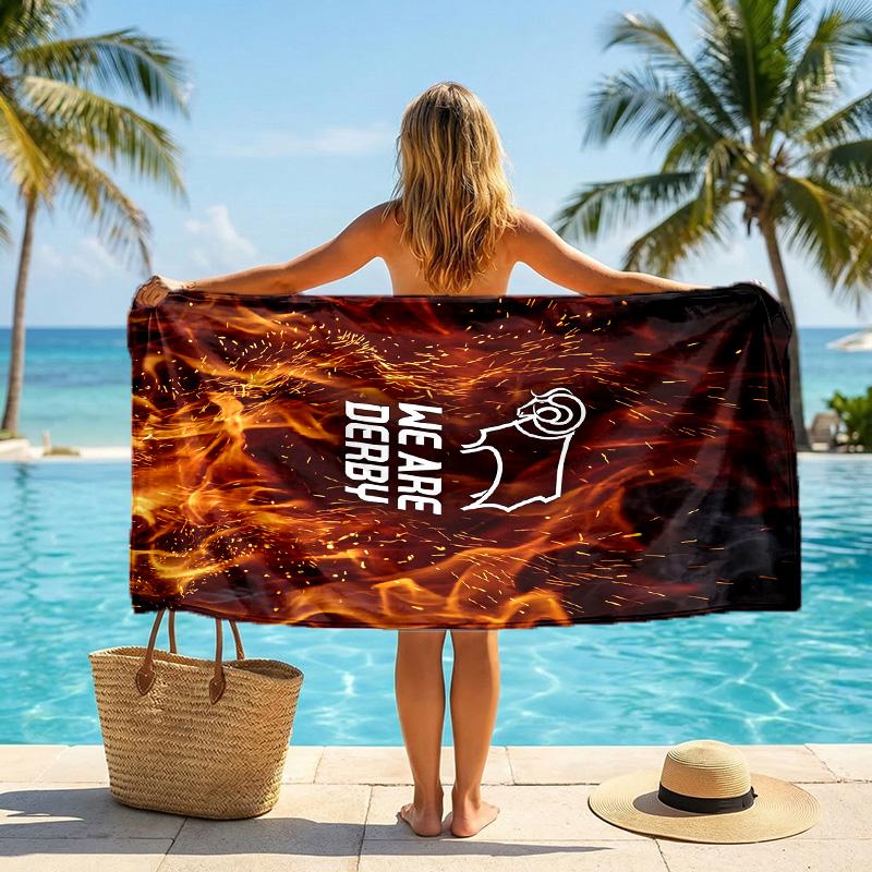 Toalla de Playa de Fútbol Derby County Suave Microfibra Toalla de Verano Secado Rápido Absorbente para Playa Piscina Viaje