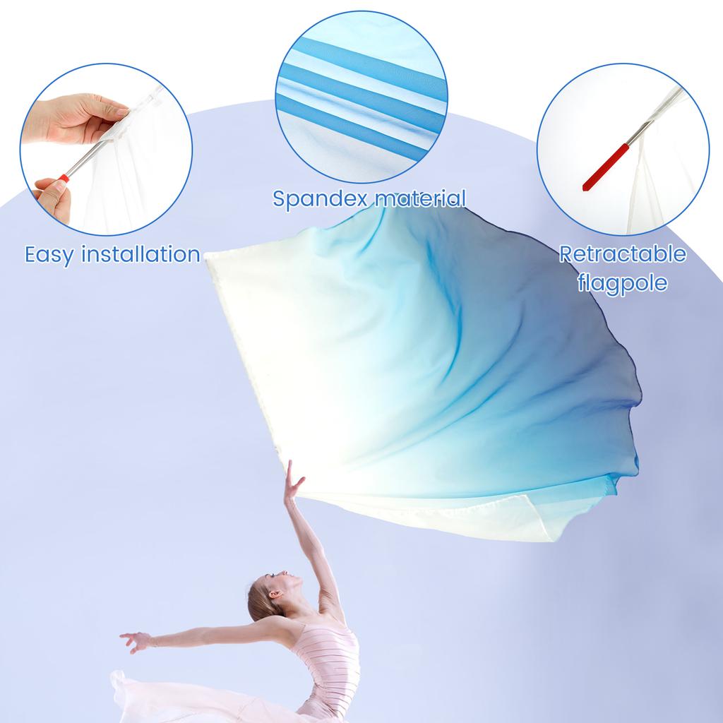 2Pcs Dance Worship Flags With Telescopic Poles Elegant Fan Props Eye-catching Dance Worship Flags Halloween Performance Props