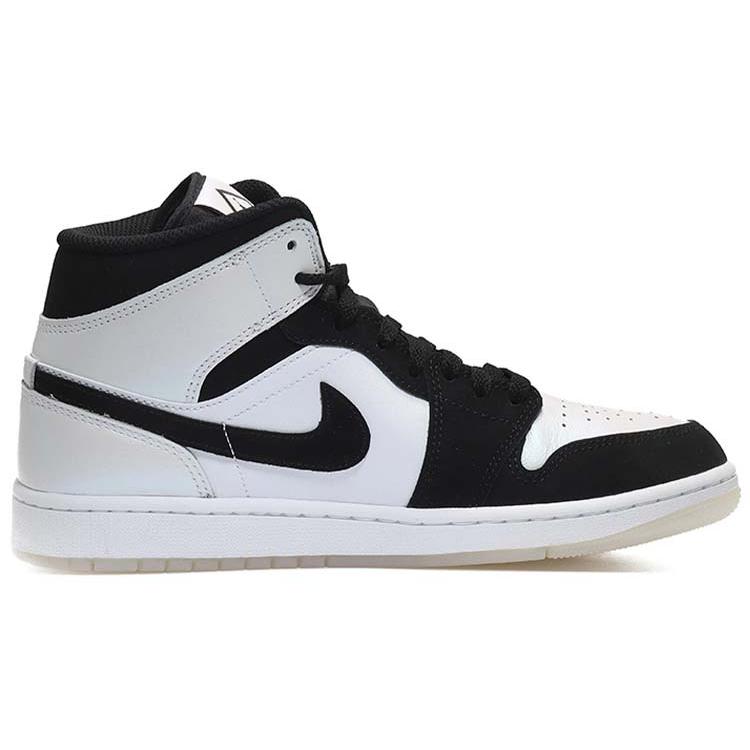 Jordan Air Jordan 1 SE Waxberry Tarepanda, Lazy Panda Comfortable Mid top Vintage Basketball Shoes Men's Black White DH6933-100(Team56-)