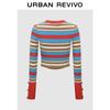 UR2026 Winter Trendy Color-Block Striped Cropped Knit Sweater